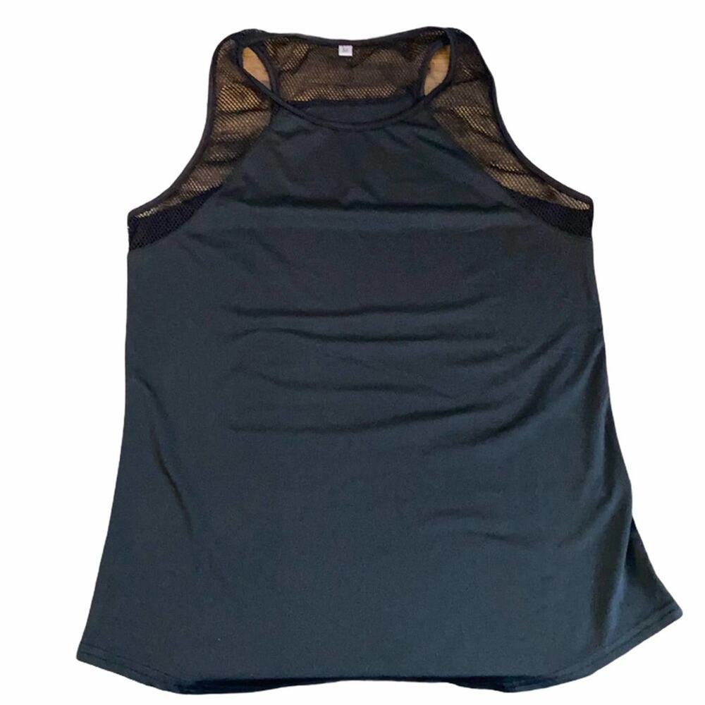 Black Mesh Racerback Activewear Tank Top